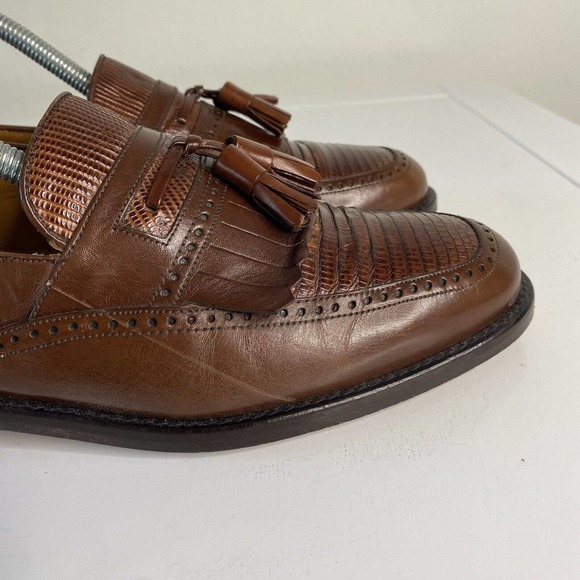 Mezlan Mens Genuine Lizard Handmade brown Kilties Tassel Shoes 8 main image 8